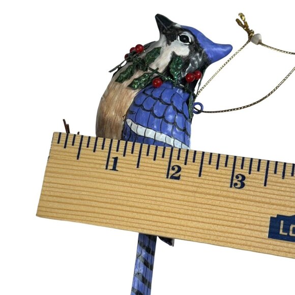 Lot of 3 Christmas ornaments birds Gold finch Blue Jay Cardinal - Picture 12 of 13